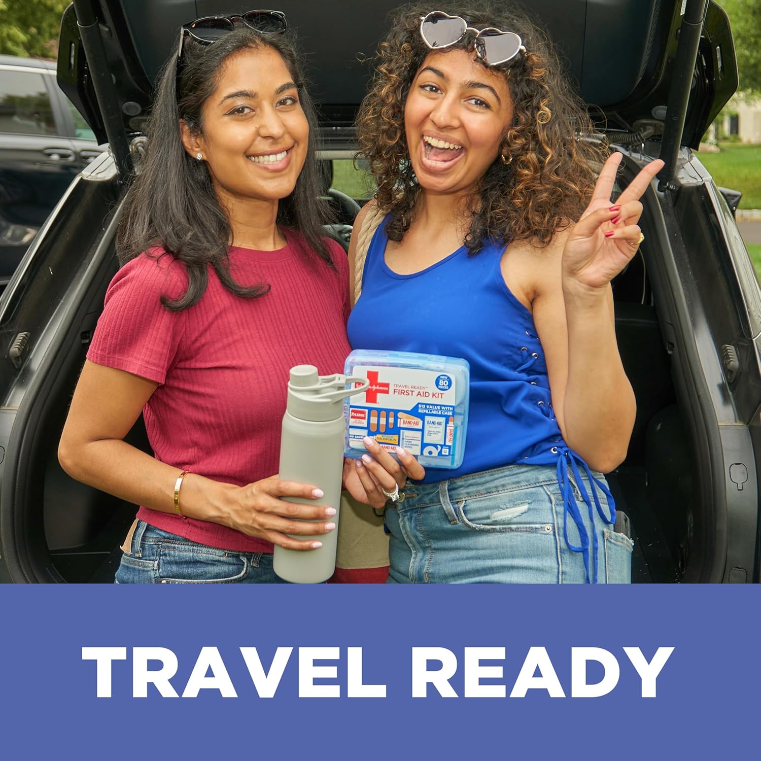 BAND-AID Brand Travel Ready Portable Emergency First Aid Kit, Minor Wound Care, Perfect for Home, Car, Camping, Travel & Outdoor Essentials, Supplies Include Bandages, Neosporin & Tylenol, 80 Piece - Image 2