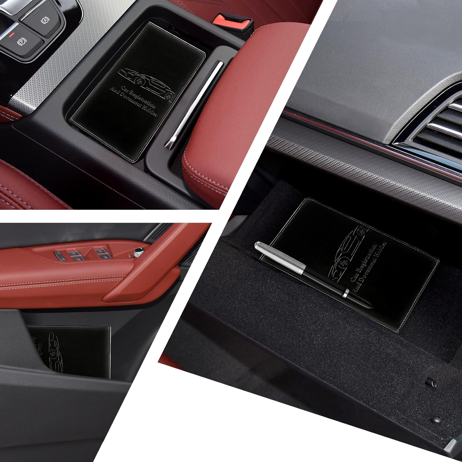 Car Registration and Insurance Card Holder for Women Men, Black Glove Box Paperwork Organizer with Magnetic Buckle for Easy Access and Protect Documents and Various Cards in Vehicle - Image 5